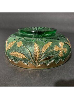 EAPG Delaware Emerald Green And Gold Small Bowl Dish